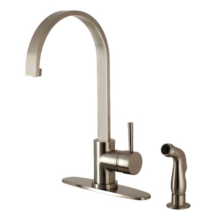 Gourmetier LS8718DLSP Concord Single-Handle Kitchen Faucet W/ Side Sprayer, Nickel LS8718DLSP